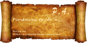 Porubszky Arzén névjegykártya